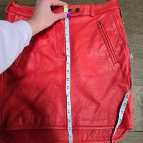 Carven Leather Skirt Red Mini size S - Picture 6 of 6